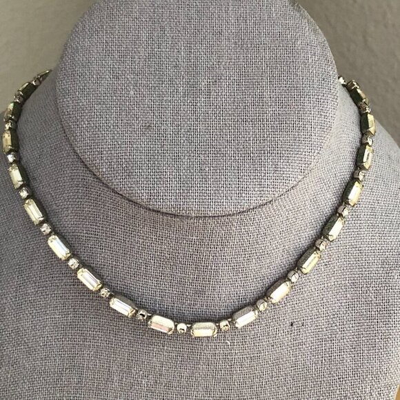 Albert Weiss Jewelry - Vintage Weiss Signed Baguette Radiant Crystal Rhinestone Chain Necklace